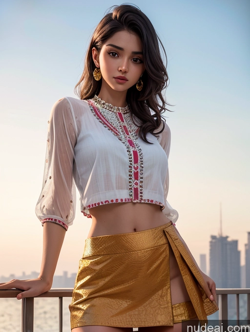 ai nude image of araffed woman in a white top and gold skirt posing for a picture pics of Woman Indian Beautiful Blouse Mini Skirt Mumbai