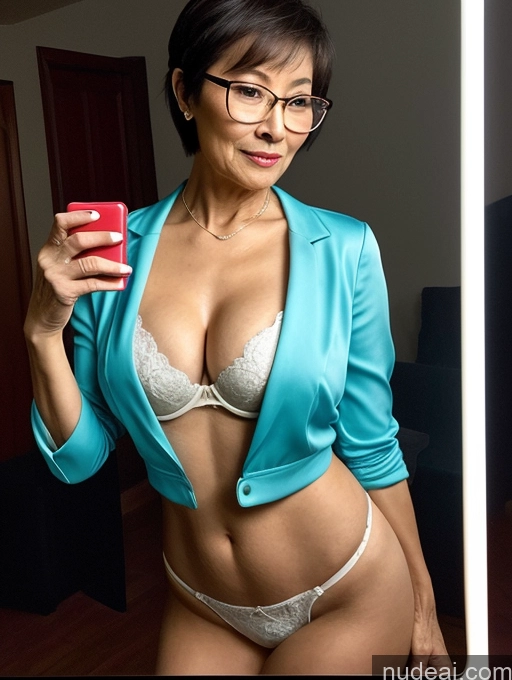 related ai porn images free for Milf Perfect Boobs Beautiful Glasses Perfect Body Pixie Chinese Mirror Selfie Party Blouse Bra Jacket Suit Cleavage Dark Lighting Detailed 80s