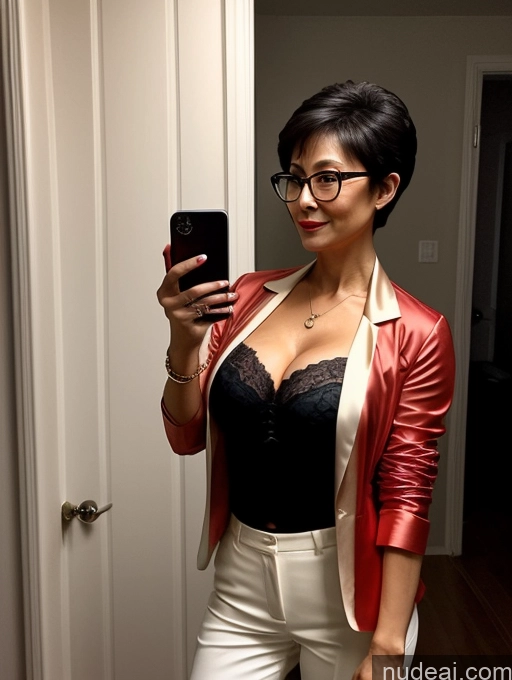 related ai porn images free for Milf Perfect Boobs Beautiful Glasses Perfect Body Pixie Chinese Mirror Selfie Party Blouse Bra Jacket Suit Cleavage Dark Lighting Detailed 80s