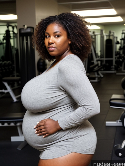 ai nude image of pregnant woman in a gym with a dumbble in the background pics of Milf Busty Huge Boobs Big Ass Thick Chubby Fat Big Hips Tall Long Legs Pregnant Dark Skin 18 Serious Messy Black Gym Dress Cleavage Bright Lighting Bending Over Back View