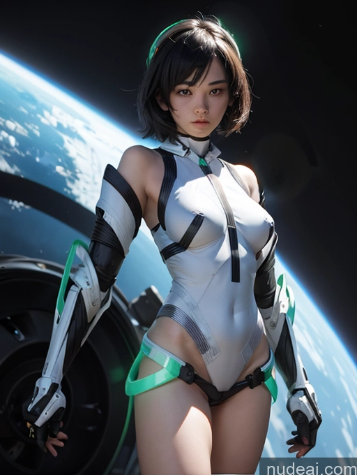 Dark Lighting Pilot Space Suit Dynamic View Sci-fi Armor Jumping 18 Skinny Small Tits Korean Cyborg Black Hair Bobcut Deva Battle Suit/Angela Balzac Cosplay