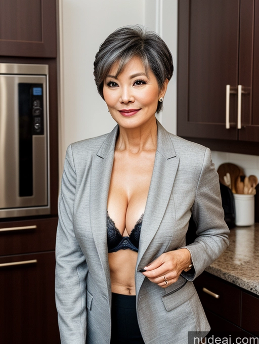 related ai porn images free for Milf Perfect Boobs Beautiful Perfect Body 60s Pixie Chinese Kitchen Bra Casual Jacket Professor Stylish Suit Cleavage Detailed Sexy Face Dark Lighting