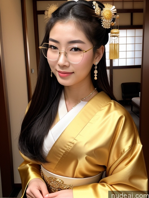 ai nude image of araffe woman in a gold kimono with gold accessories and a gold necklace pics of Sorority Beautiful 18 Ponytail Diamond Jewelry Gold Jewelry Jewelry Thin Round Glasses Japanese Geisha