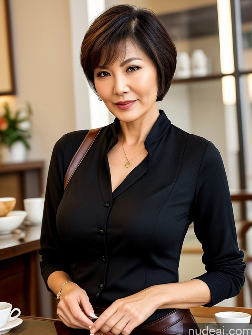 related ai porn images free for Milf Perfect Boobs Beautiful Perfect Body Short Hair 70s Chinese Cafe Blouse Bra Casual Professor Suit Sweater Cleavage Detailed Sexy Face