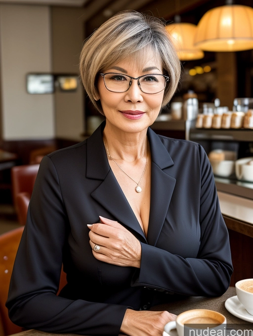 related ai porn images free for Milf Perfect Boobs Beautiful Perfect Body Short Hair 70s Chinese Cafe Blouse Bra Casual Jacket Professor Suit Cleavage Detailed Sexy Face Glasses