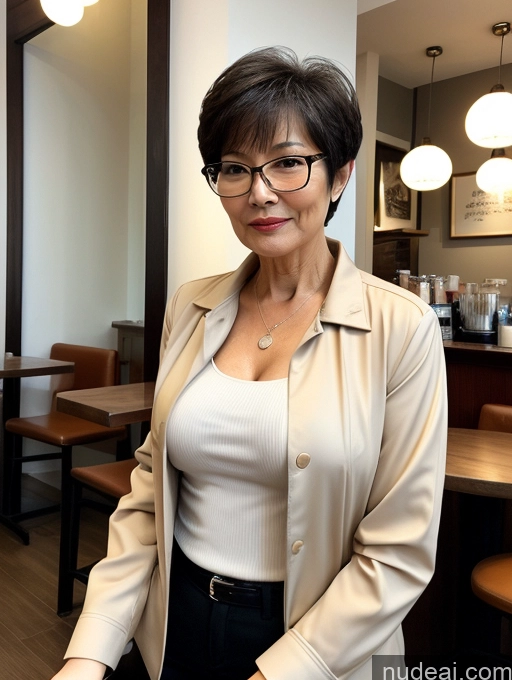 related ai porn images free for Milf Perfect Boobs Beautiful Perfect Body Short Hair 70s Chinese Cafe Blouse Bra Casual Jacket Professor Suit Cleavage Detailed Sexy Face Glasses