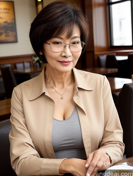 related ai porn images free for Milf Perfect Boobs Beautiful Glasses Perfect Body Short Hair 70s Chinese Cafe Blouse Bra Casual Jacket Professor Suit Cleavage Detailed Sexy Face