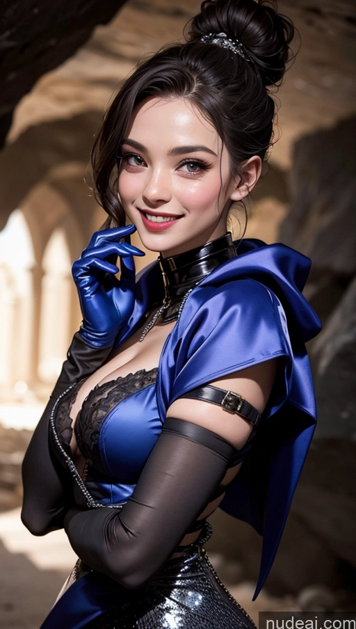 related ai porn images free for Happy Brunette Alternative Middle Eastern Small Tits 30s Detailed Hair Bun Gloves Satin Laughing Close-up View Fantasy Armor Cave