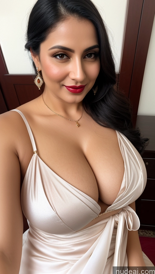 related ai porn images free for Woman One Busty Perfect Boobs Beautiful Lipstick Thick Fairer Skin 40s Black Hair Slicked Indian Close-up View Blouse Traditional Sari Topless Cleavage Detailed