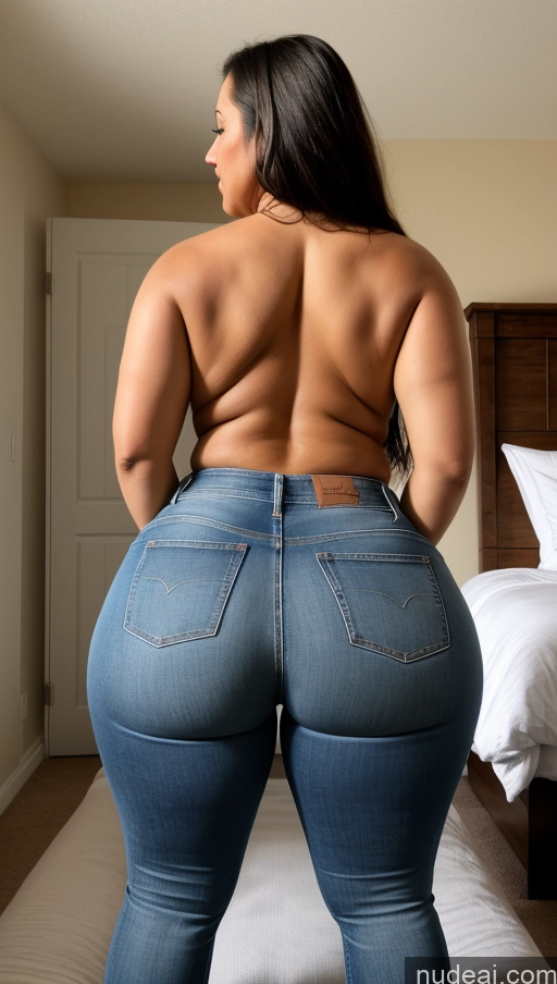 ai nude image of araffe woman in jeans showing off her butt and ass pics of Athlete Big Hips Big Ass Perfect Boobs Bedroom Jeans