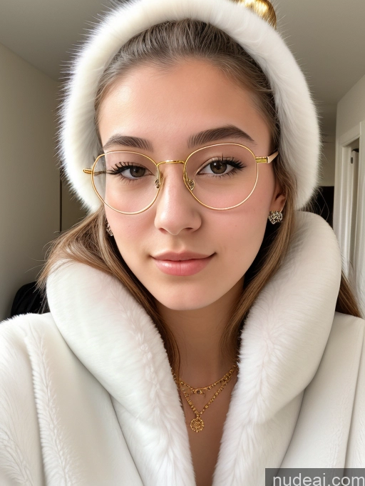 ai nude image of arafed woman wearing a white robe and a white hat pics of Sorority Beautiful 18 Ponytail Diamond Jewelry Gold Jewelry Jewelry Thin Round Glasses Fur