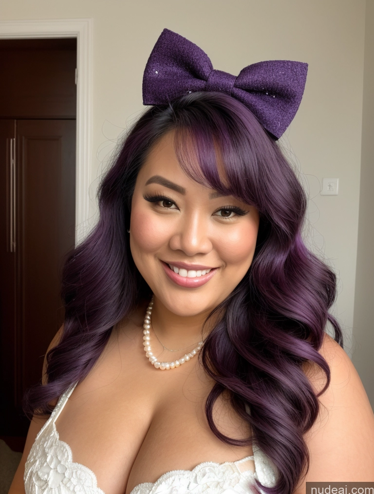 related ai porn images free for Model Busty Filipina Fat Chubby Thick Bows Happy Cleavage Jewelry Pearl Jewelry 30s Close-up View Purple Hair