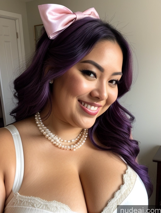 related ai porn images free for Model Busty Filipina Fat Chubby Thick Bows Happy Cleavage Jewelry Pearl Jewelry 30s Close-up View Purple Hair