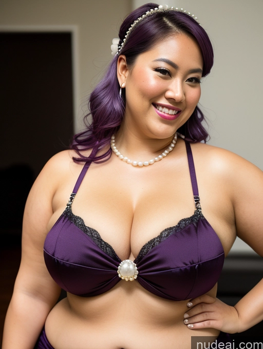 related ai porn images free for Model Busty Filipina Fat Chubby Thick Bows Happy Cleavage Jewelry Pearl Jewelry 30s Close-up View Purple Hair