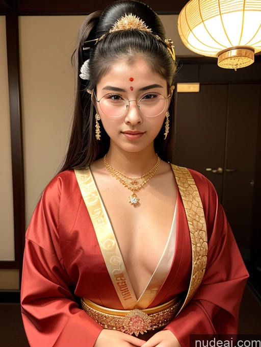 ai nude image of there is a woman in a red and gold dress posing for a picture pics of Sorority Beautiful 18 Ponytail Diamond Jewelry Gold Jewelry Jewelry Thin Round Glasses Indian Geisha