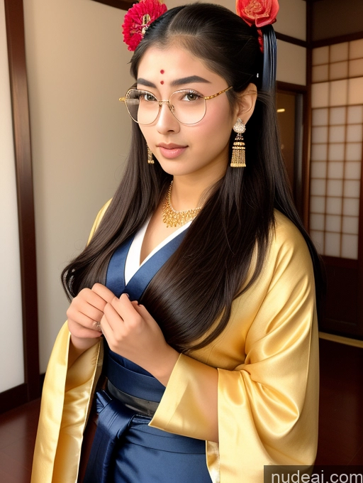 ai nude image of there is a woman in a kimono with a flower in her hair pics of Sorority Beautiful 18 Ponytail Diamond Jewelry Gold Jewelry Jewelry Thin Round Glasses Indian Geisha