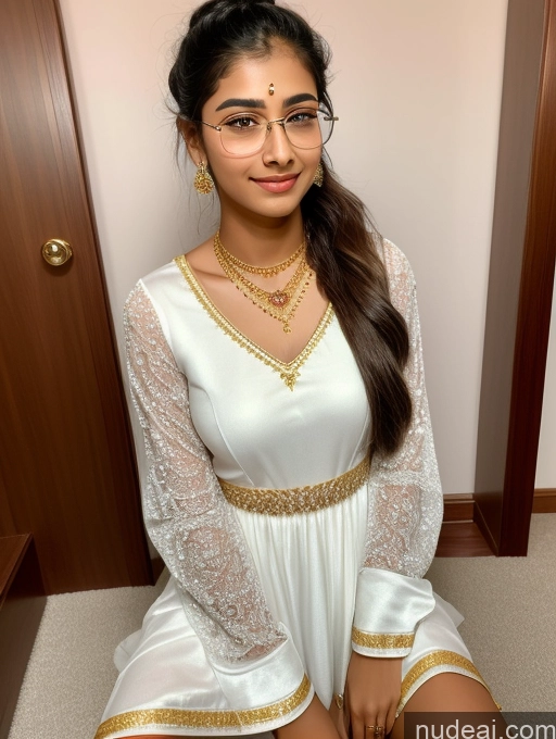 ai nude image of a close up of a woman in a white dress and gold jewelry pics of Sorority Beautiful 18 Ponytail Diamond Jewelry Gold Jewelry Jewelry Thin Round Glasses Tunic Wedding Indian