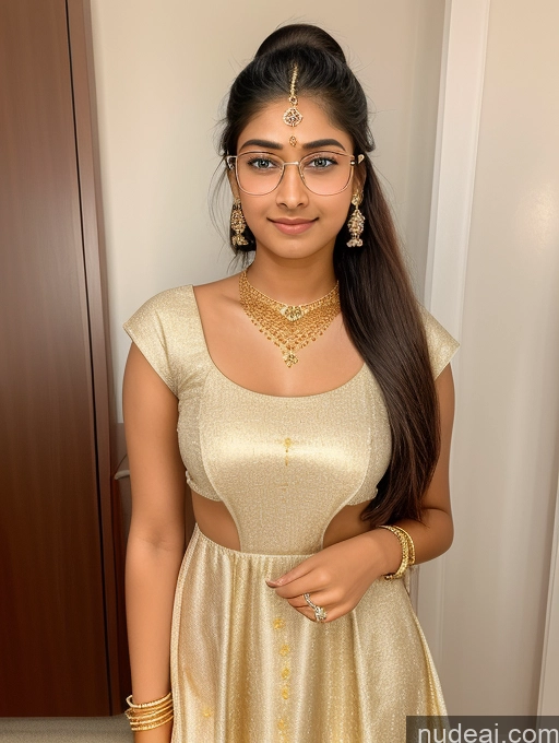 ai nude image of araffeed woman in a gold dress posing for a picture pics of Sorority Beautiful 18 Ponytail Diamond Jewelry Gold Jewelry Jewelry Thin Round Glasses Tunic Wedding Indian