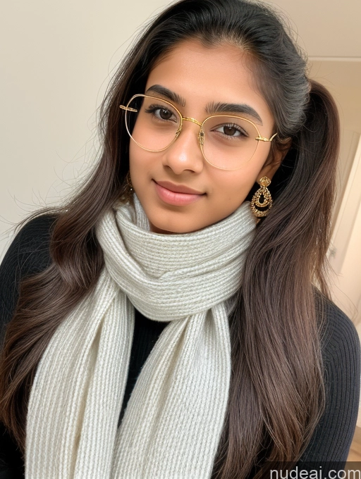 ai nude image of arafed woman wearing glasses and a scarf posing for a picture pics of Sorority Beautiful 18 Ponytail Diamond Jewelry Gold Jewelry Jewelry Thin Round Glasses Indian Scarf