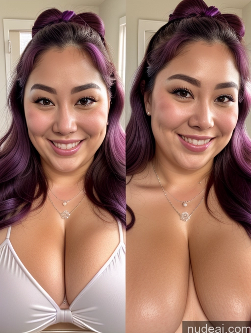 related ai porn images free for Model Busty Filipina Fat Chubby Thick Bows Happy Cleavage Jewelry Pearl Jewelry 30s Close-up View Purple Hair Onoff