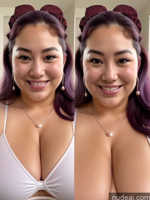 related ai porn images free for Model Busty Filipina Fat Chubby Thick Bows Happy Cleavage Jewelry Pearl Jewelry 30s Close-up View Purple Hair Onoff