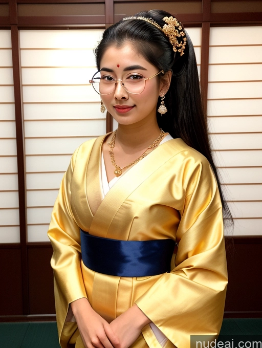 ai nude image of araffe woman in a kimono dress posing for a picture pics of Sorority Beautiful 18 Ponytail Diamond Jewelry Gold Jewelry Jewelry Thin Round Glasses Indian Geisha