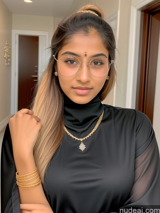 ai nude image of there is a woman wearing glasses and a black top posing for a picture pics of Sorority Beautiful 18 Ponytail Indian Diamond Jewelry Gold Jewelry Jewelry Thin Round Glasses Niqab