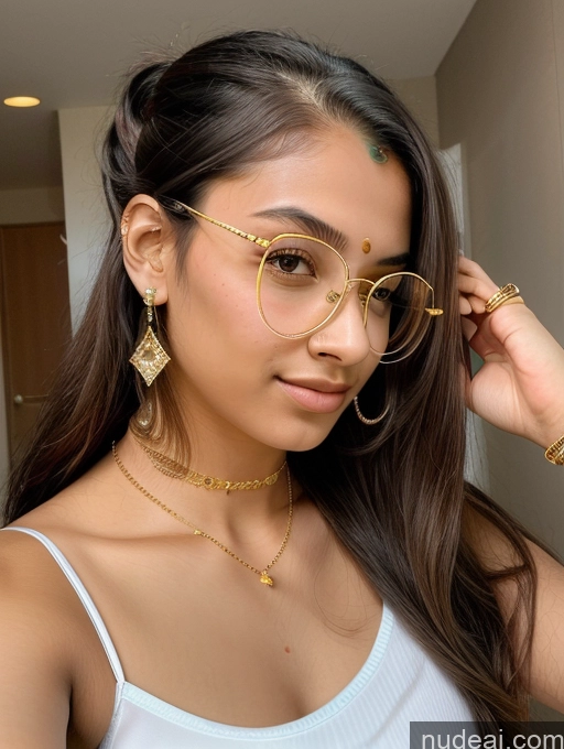 ai nude image of a close up of a woman wearing glasses and a necklace pics of Sorority Beautiful 18 Ponytail Indian Diamond Jewelry Gold Jewelry Jewelry Thin Round Glasses Cyberhelmet V3