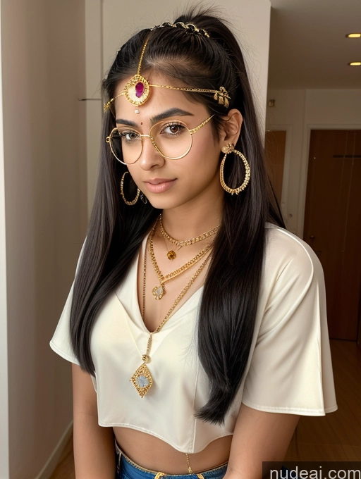 ai nude image of arafed woman with a gold chain and a white shirt pics of Sorority Beautiful 18 Ponytail Indian Diamond Jewelry Gold Jewelry Jewelry Thin Round Glasses Cyberhelmet V3