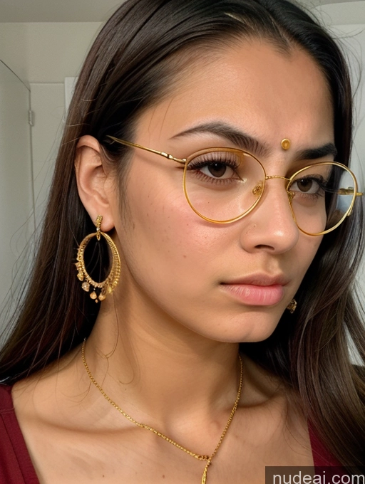 ai nude image of a close up of a woman wearing glasses and a necklace pics of Sorority Beautiful 18 Ponytail Indian Diamond Jewelry Gold Jewelry Jewelry Thin Round Glasses Cyberhelmet V3 Angry