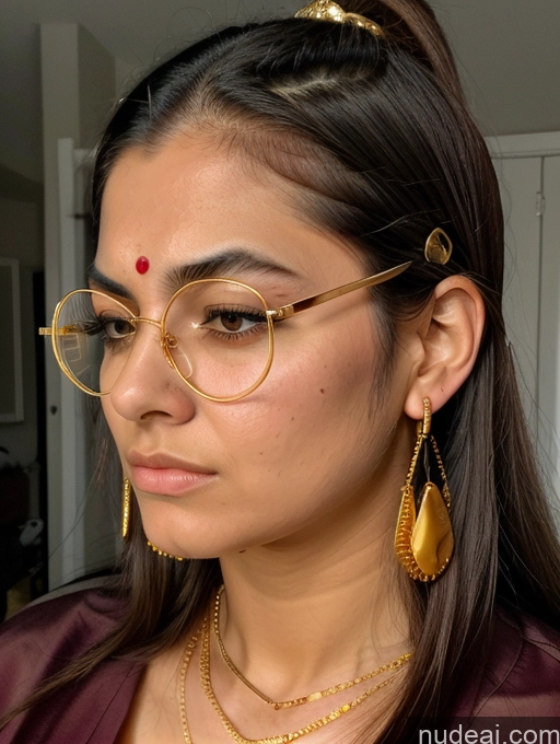 ai nude image of a close up of a woman wearing glasses and a necklace pics of Sorority Beautiful 18 Ponytail Indian Diamond Jewelry Gold Jewelry Jewelry Thin Round Glasses Cyberhelmet V3 Angry