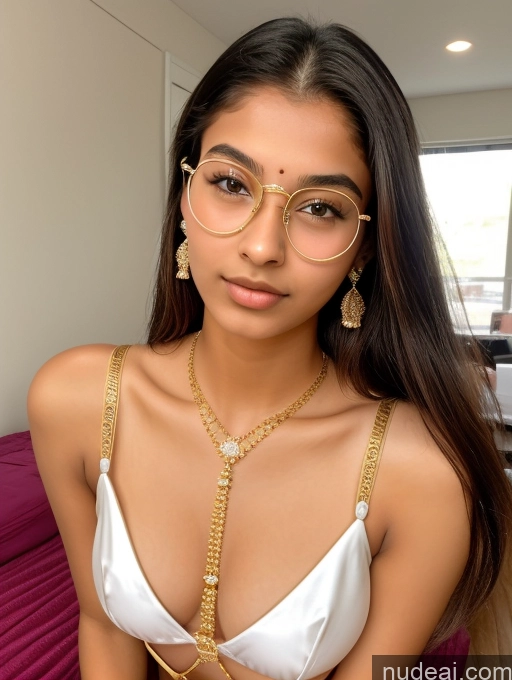 ai nude image of a close up of a woman wearing glasses and a white top pics of Sorority Beautiful 18 Ponytail Indian Diamond Jewelry Gold Jewelry Jewelry Thin Round Glasses Bondage Outfit/Dominatrix 拘束带装