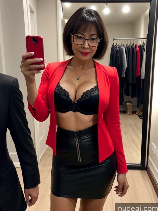 related ai porn images free for Milf Perfect Boobs Beautiful Glasses Perfect Body 50s Pixie Chinese Mirror Selfie Party Blouse Bra Jacket Suit Cleavage Dark Lighting Detailed