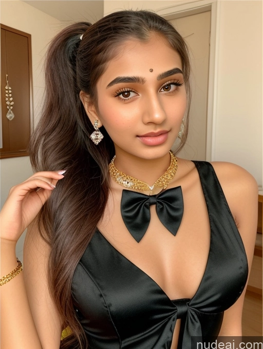 ai nude image of araffe woman wearing a black dress and a gold necklace pics of Sorority Beautiful 18 Ponytail Diamond Jewelry Gold Jewelry Jewelry Sexy Attire Temptation Indian Bow Tie