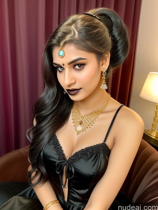 ai nude image of araffe woman in a black dress sitting on a chair pics of Sorority Beautiful 18 Ponytail Diamond Jewelry Gold Jewelry Jewelry Sexy Attire Temptation Indian Goth