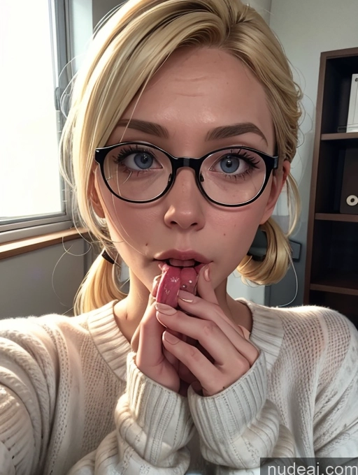 related ai porn images free for Blonde Simple Ponytail Glasses Chubby Blowjob Secretary Two Dress Stylish Office Woman 50s Sweater Transparent