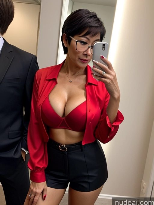 related ai porn images free for Milf Perfect Boobs Beautiful Glasses Perfect Body 50s Pixie Chinese Mirror Selfie Party Blouse Bra Jacket Suit Cleavage Dark Lighting Detailed