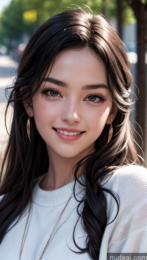 related ai porn images free for Woman 18 Black Hair White Serious Happy Street Close-up View Sweater Sexy Face Long Hair