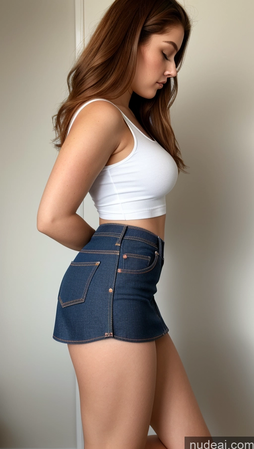 related ai porn images free for Thick 18 Ginger Jeans Mini Skirt Side View