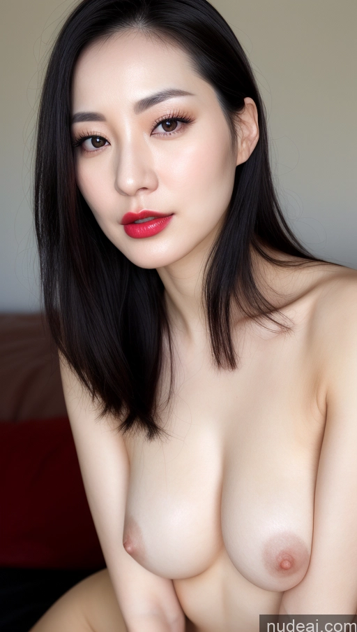 related ai porn images free for Woman One Beautiful Black Hair Detailed Korean 30s Lipstick Slicked Small Tits Close-up View Fairer Skin