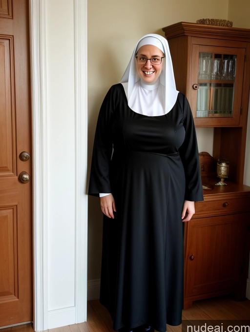 ai nude image of arafed woman in a nun's outfit standing in a room pics of Wife Or Girlfriend Busty Perfect Boobs Glasses Big Ass Chubby Big Hips Short Auntjunev3 Happy White Hair British Nun 80s