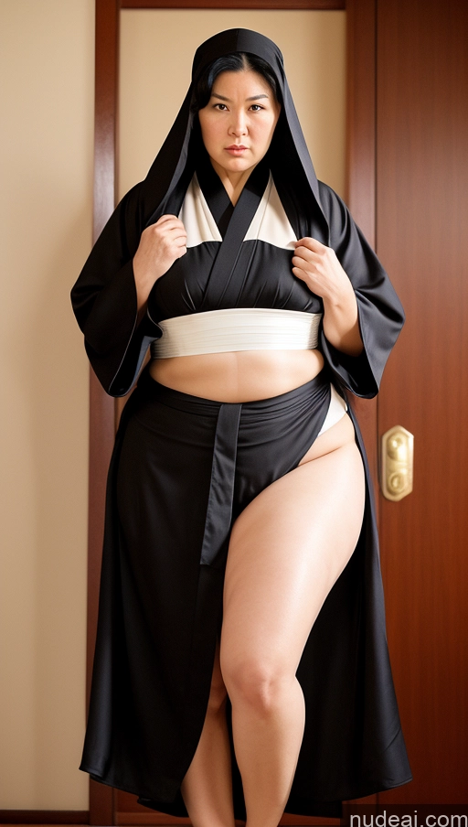 related ai porn images free for Milf Chubby Tall Big Hips Long Legs 40s Sexy Face Seductive Angry Black Hair Japanese Soft Anime Onsen Front View Kimono Nun T-pose