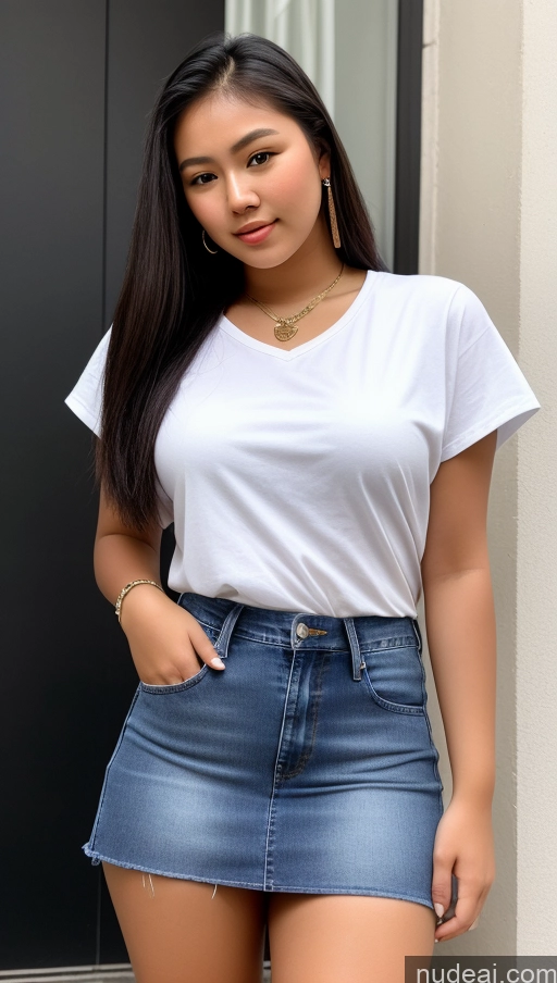 ai nude image of arafed woman in a white shirt and blue denim skirt pics of 18 Thick Stylish Jeans Mini Skirt Filipina