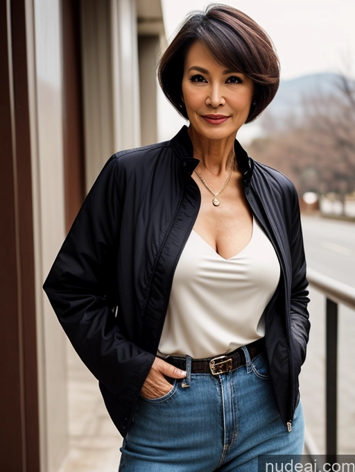 related ai porn images free for Milf Perfect Boobs Beautiful Skinny Perfect Body Short Hair 70s Chinese Blouse Bra Casual Jacket Professor Stylish Dark Lighting Detailed