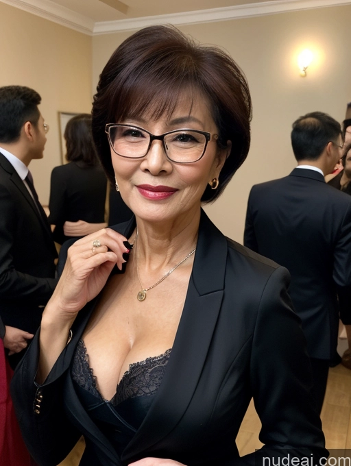 related ai porn images free for Milf Perfect Boobs Beautiful Glasses Perfect Body 70s Pixie Chinese Party Blouse Bra Jacket Stylish Suit Cleavage Dark Lighting Detailed