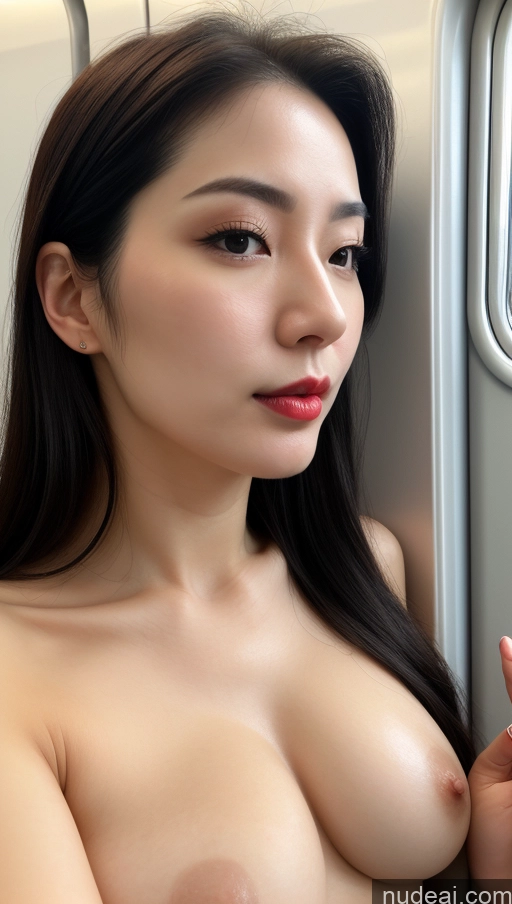 related ai porn images free for Woman One Small Tits Beautiful Lipstick Fairer Skin 30s Black Hair Slicked Korean Close-up View Simple Train Detailed Perfect Boobs