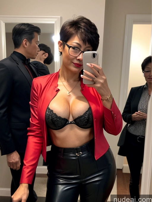 related ai porn images free for Milf Perfect Boobs Beautiful Glasses Perfect Body 50s Pixie Chinese Mirror Selfie Party Blouse Bra Jacket Suit Cleavage Dark Lighting Detailed