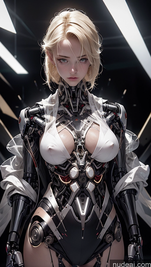 ai nude image of arafed woman in a futuristic suit posing for a picture pics of Dark Lighting Jewelry Partially Nude Futuristicbot V2 18 Serious Sexy Face Cyberpunk Cyborg Working Out Stylish Dress Blonde Onsen Big Hips Huge Tits, Hard Nipples Transparent