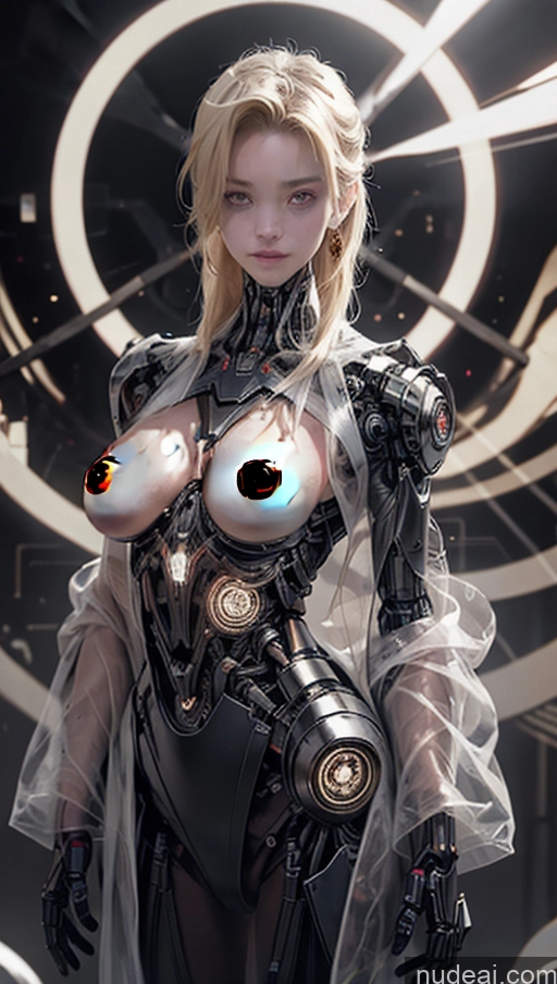 ai nude image of blond woman in futuristic suit with futuristic eyeball and futuristic armor pics of Dark Lighting Jewelry Partially Nude Futuristicbot V2 18 Serious Sexy Face Cyberpunk Cyborg Stylish Dress Blonde Onsen Big Hips Transparent Abs Perfect Boobs Breast Grab