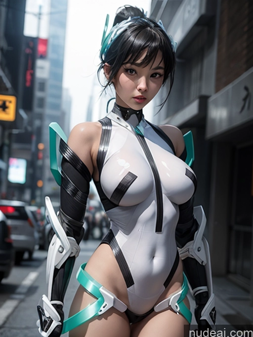 Detailed Dark Lighting Jewelry Transparent Deva Battle Suit/Angela Balzac Cosplay Stylish Tie Sci-fi Armor Cyberpunk Ponytail Black Hair Korean Cyborg Big Hips Perfect Boobs Perfect Body Beautiful Alternative